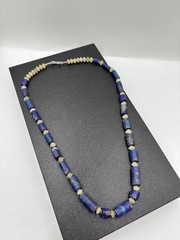 Handmade Lapis Lazuli Jade Beaded Necklace Vintage Statement Jewelry