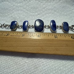 Lapis Lazuli Bezel Set STERLING SILVER TOGGLE BRACELET-adjust to 8” Beautiful