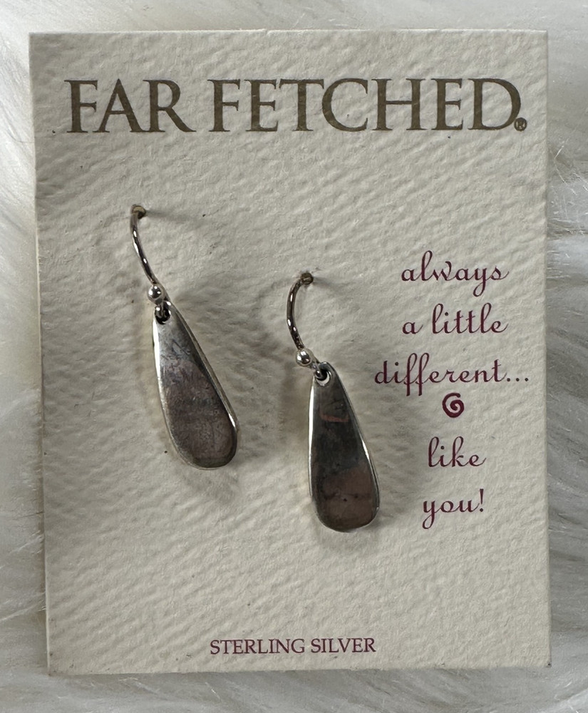 NEW Vintage FAR FETCHED Sterling Silver Teardrop Earrings .925 Silver NWT