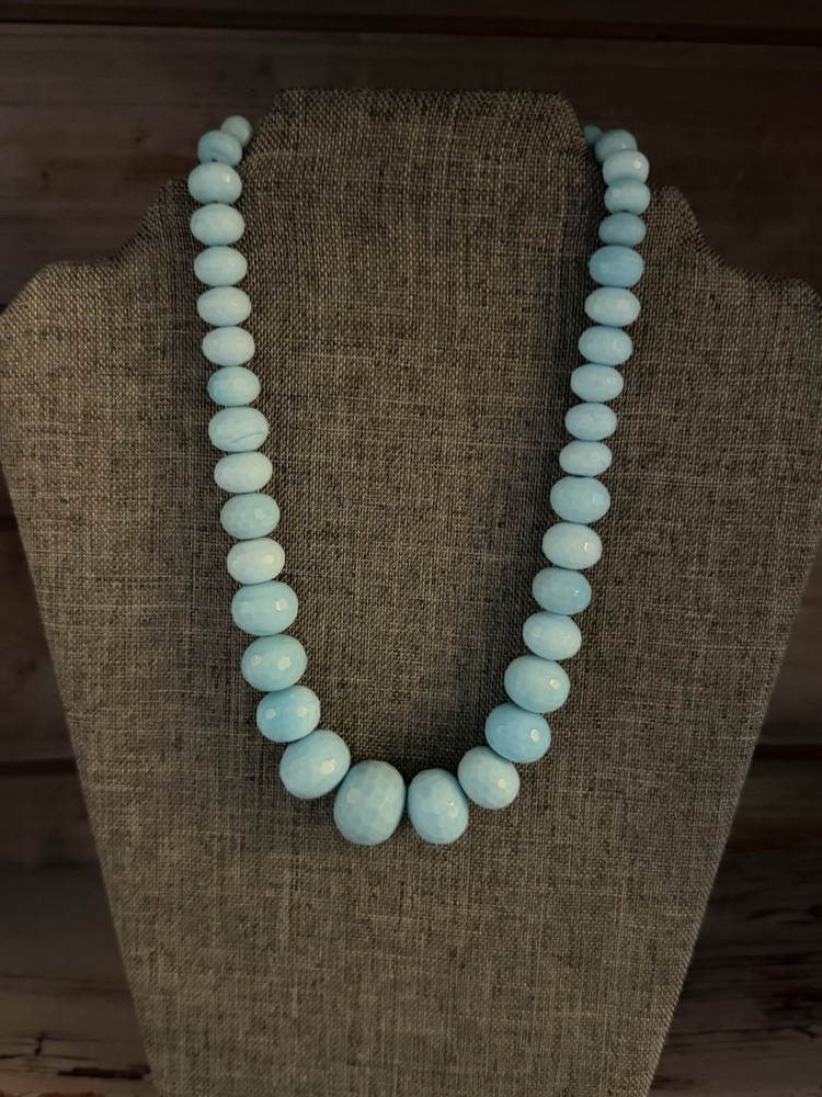 Amazonite 5-8mm Roundel Beads 16” Strand Handmade Chain 925 Silver Necklace