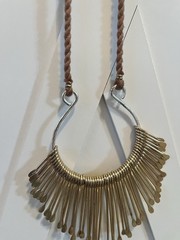 Artisan Boho Collar Necklace Brass Fringe Crescent Anthropologie Style