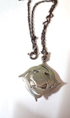 Ken Kantro Dolphins Sterlng Silver & Malachite Azurite, Necklace Pendant