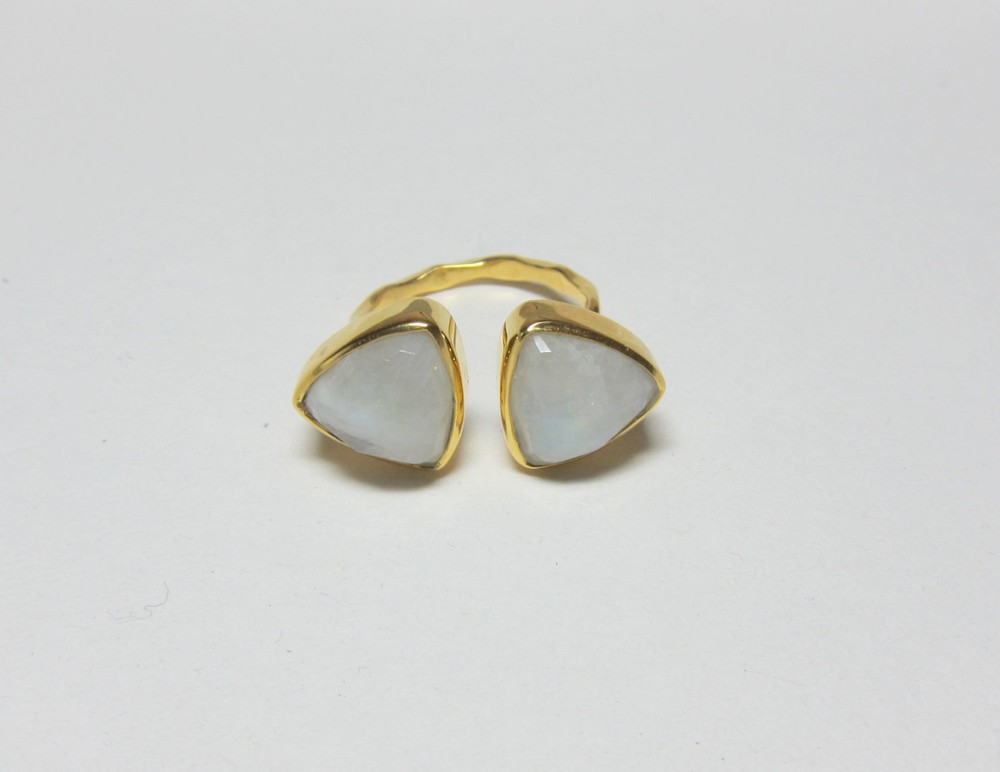 NEW! Marz Gems Gold Plated Sterling Silver Moonstone Gemstone Adjustable Ring