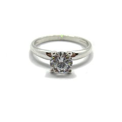 Stylish Sterling Silver Engagement Ring Solid 925 With 6.5 mm Cubic Zirconia