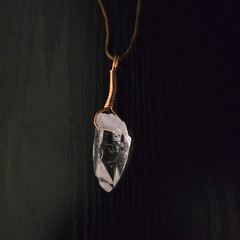 Natural Clear quartz crystal point Copper wire wrapped pendant