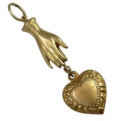 Heart Charm Pendant Vintage Heart Victorian Hand Brass Jewelry