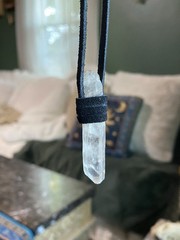 Handmade Crystal Clear Quartz Leather Wrap Necklace