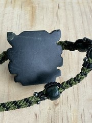 Zapotec Bat God Handcrafted Serpentine Pendant Beaded Macrame Knotting Necklace