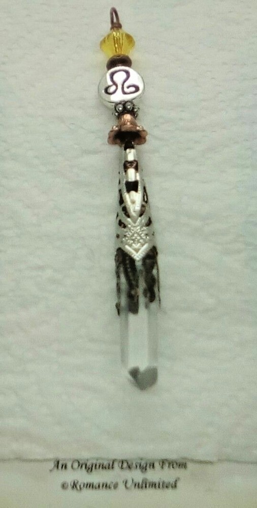 LEO MADAGASCAR QUARTZ Crystal Point PENDANT Ornament Zodiac Astrology Birthday