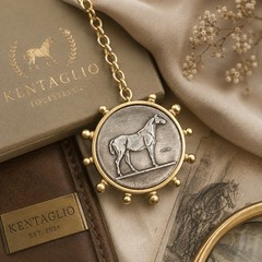 Gold Horse Coin Necklace | Equestrian Medallion Pendant | Horse Jewelry Gift