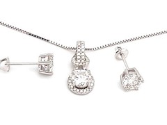 4 ct Diamond Love Knot Necklace Diamond Love Knot Earrings SET for Her Christmas
