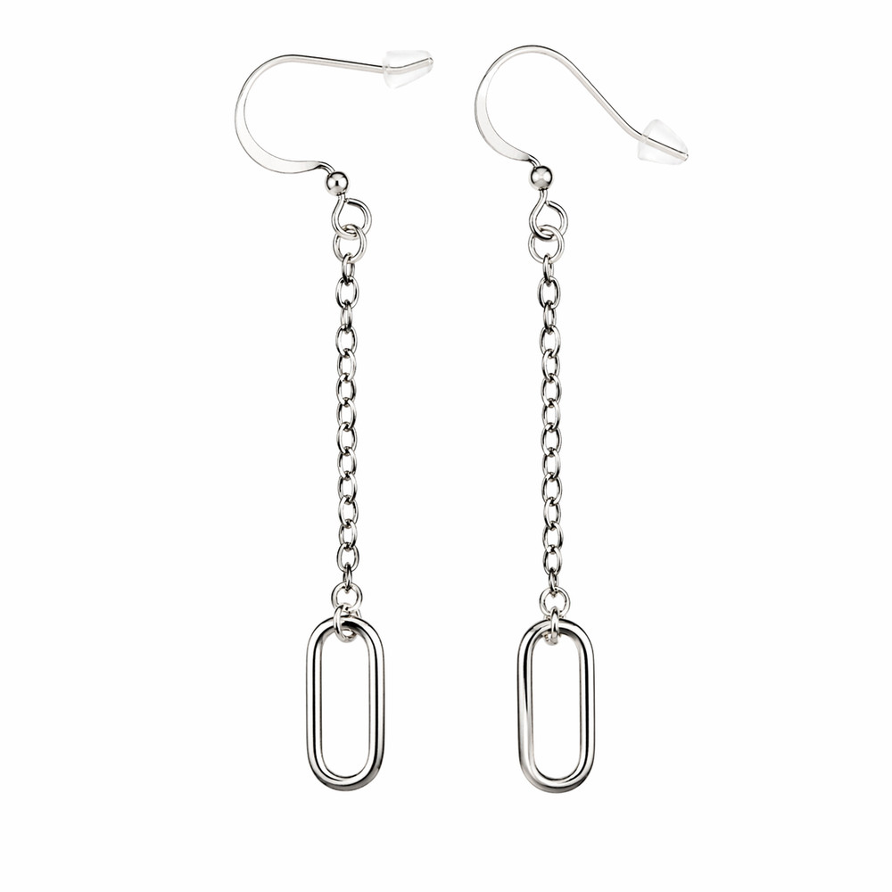 Paperclip Dangle Earrings 925 Sterling Silver Wires Minimalist Gift for Women