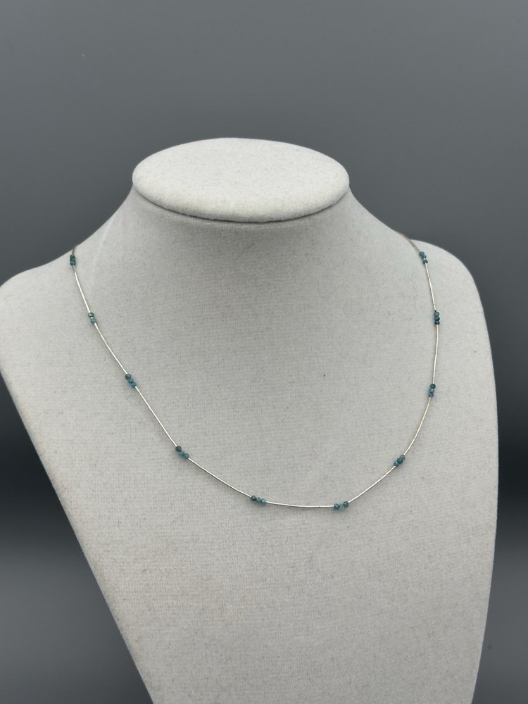 18 in Faceted Blue Apatite Liquid Silver Necklace