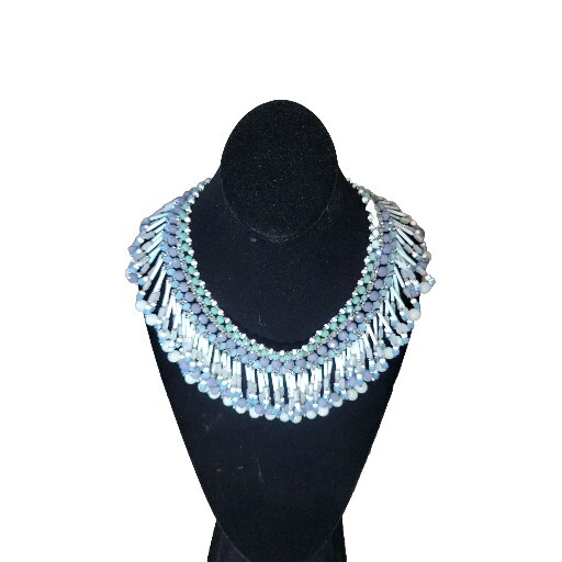Absolutely Stunning Handmade Beaded Statement Bib Collar Artisian Necklace