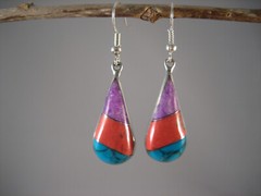 Handcrafted Violet Rose Blue Stone Mosaic Teardrop Dangle Earrings Fair Trade