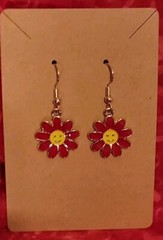 BILLY STRINGS RED DAISY SMILEY EARRINGS-FAN ART