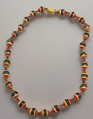 Bead For Life Beaded Paper Necklace Red Yellow Black 18in Barrel Women