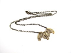Owl Necklace Pendant Antiqued Brass Chain Birthday Anniversary Bird Cosplay Gift