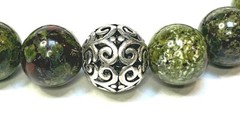 Handmade 10mm African Dragon Blood Jasper and .925 Silver Bali Bead Bracelet