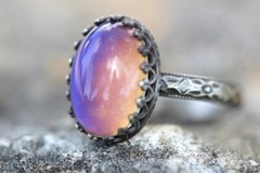 Mood Ring * Handcrafted  925 SOLID sterling silver* Flower Band Ring * Any Size