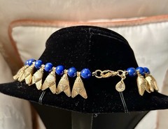 Lapis Beads Egyptian Style Repro fly Choker-Smithsonian catalog collection