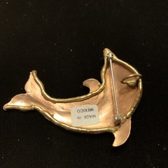 Artisan Copper Dolphin Brooch Pin Pendant Coastal Nautical Mexico