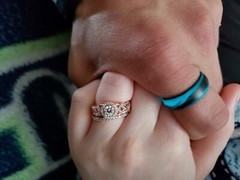 Men’s or Women’s Carbon Fiber Blue Marbled Glow Ring -Made in USA- sizes 4-16