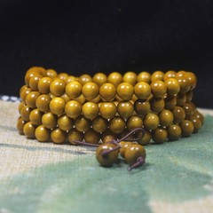 Chinese Golden Thread Nanmu 8mm x 108-Bead Prayer Bead Bracelet Mala Beads