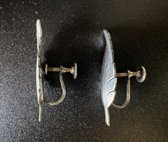 VTG Silver Earrings Feather Beau Sterling 925 Screw Back Clip-On SouthWestern