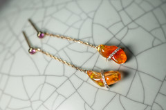 Best Wishes – Mexican Fire Opal Halo Diamond & Mother of Pearl Pendant 18K Gold