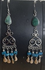 Peruvian Chrysocolla Semi-Precious Stone Necklace Earrings Bracelet Set Peru