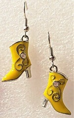 Boots Fancy Cowboy Cowgirl 7 Colors Enamel Alloy Silver Hook Earrings Jewelry
