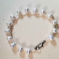 GENUINE * PEARL * BRACELET, 7 Inches , 8 mm -Handmade in USA