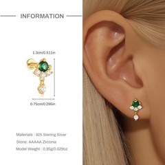 Gold Nap Earrings 925 Sterling Silver Flat Back Daith Tragus Piercing Earrings
