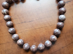 COLLECTIBLE* HAND-MADE * GENUINE STONE NECKLACE – 16 INCHES LONG, 14 MM BEADS