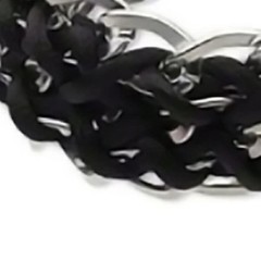 Avant Garde Black Silk Cord Silver Metal Chain Bracelet