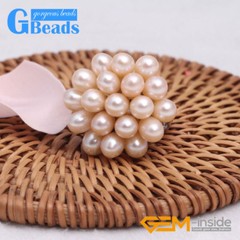 Pink Purple Pearls Beaded Jewelry Silver Plated Ring For Women 6-7mm Charm