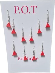 Red Triangle Dangle Earrings/5 Pairs/Eclectic Fashion/Jewelry/Streetwear/Edgy