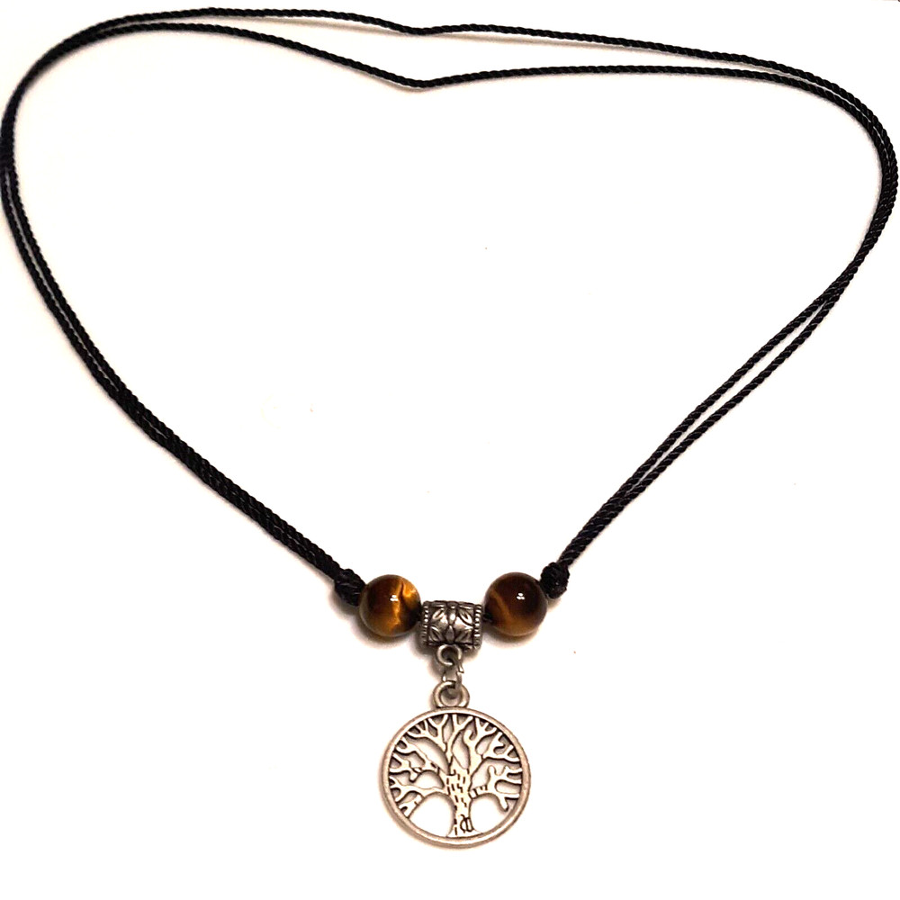 Adjustable Necklace Tree of Life with Tiger’s Eye bead
