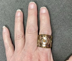 Brutalist Ring Copper Brass Pewter Soldered Abstract Handmade Adjustable 8,9,10+