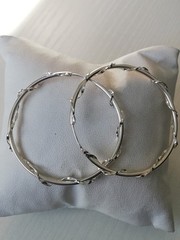 .925 Solid Silver Drop Hoop Earrings Artisan Handmade New.