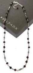 SILPADA Sterling Silver Faceted GARNET Fancy Beaded Station Necklace~#N1053