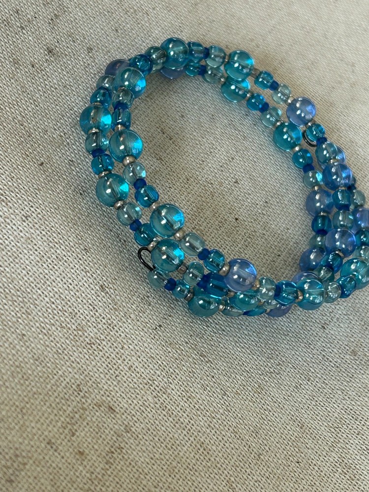 Glass Bead / Seed Bead Wrap Bracelet 23021 – Blues