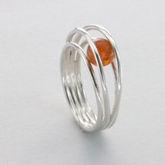 Round Ball Cognac / Brown BALTIC AMBER Ring – 925 STERLING SILVER Poland #15e