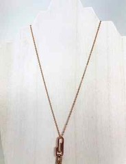 Rose Gold Paper Clip Adjustable 18″-20″ Made With Swarovski Crystal Necklace