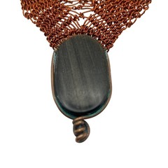 Handmade Copper Wire Wrapped Silver Sheen Obsidian Necklace Boho Statement