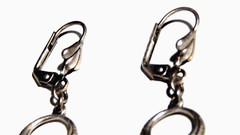 Oxidized Sterling Silver Dangle Charm Chandelier Earrings on Fancy Leverbacks 3″
