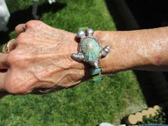 Artisan Crafted Turquoise Shell??? Glass & Copper Wire Sea Turtle Bracelet