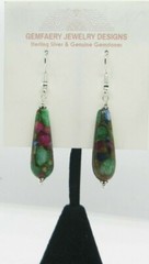 Sterling Silver SAPPHIRE, RUBY, EMERALD Dangle Earrings #6277…Handmade USA