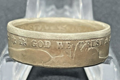 1906 Barber Half Dollar Coin Ring 90% Silver Size 13.5 Handmade USA